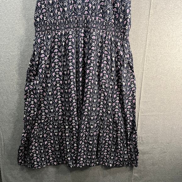 Destination 365 Printed Short-Sleeve Midi Dress with Smo Black Abstract XLP - Picture 4 of 15